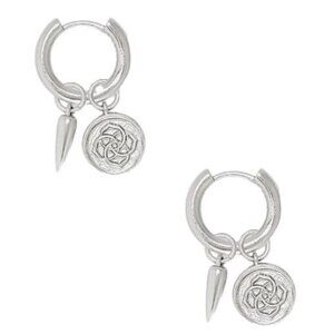 Kendra Scott Dira Coin Drop Huggie Hoop Earrings Silver 3 in 1 Convertible NEW